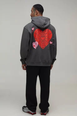 Sweat À Casynthétiqueche Oversize Noir Avec Imprimé Mont Fuji