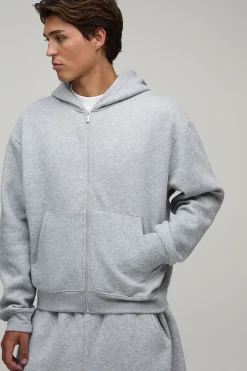 Sweat à Casynthétiqueche Oversize Boxy Basique avec Fermeture Éclair
