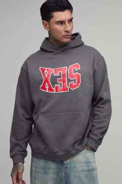 boohooMAN Sweat À Casynthétiqueche Oversize Grand Avec Graphique Croix Graffiti Spray<Homme Tout Afficher|Sweats À Capuche Tall