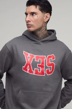 boohooMAN Sweat À Casynthétiqueche Oversize Grand Avec Graphique Croix Graffiti Spray<Homme Tout Afficher|Sweats À Capuche Tall