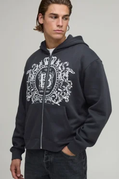 Sweat À Casynthétiqueche Oversize Boxy À Zip Avec Imprimé En Édition Limitée
