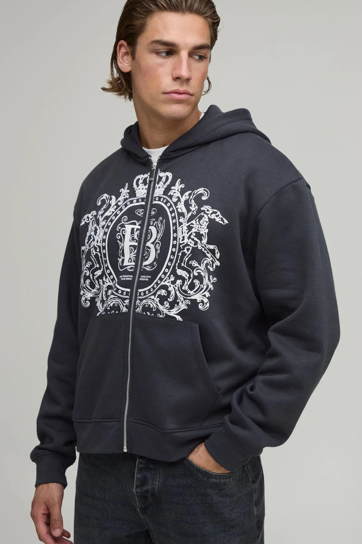 Sweat À Casynthétiqueche Oversize Boxy À Zip Avec Imprimé En Édition Limitée
