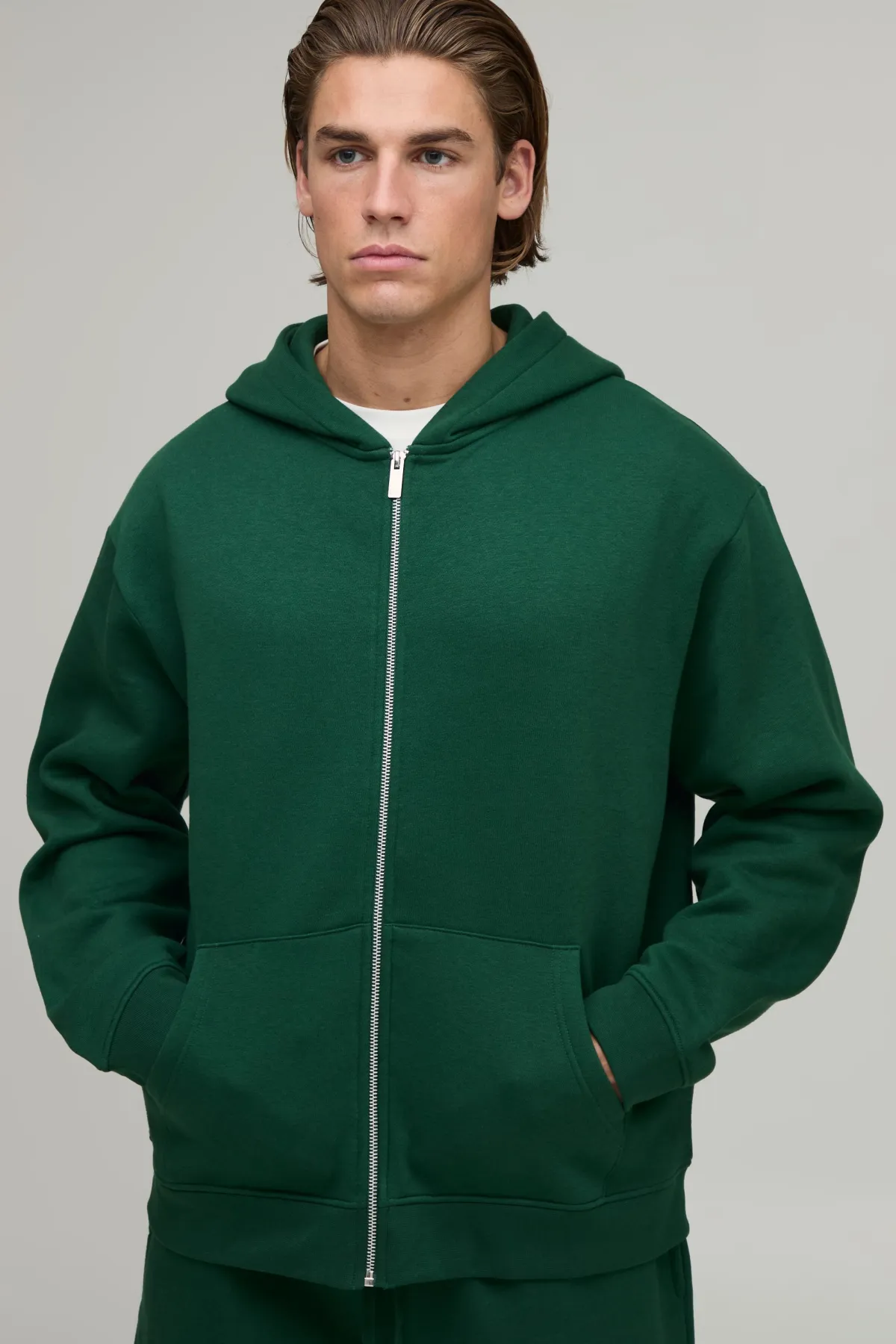 boohooMAN Sweat À Casynthétiqueche Oversize Essentiel Avec Fermeture Éclair Intégrale<Homme Sweats À Capuche Et Sweatshirts|Sweats À Capuche Et Sweats