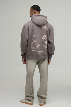 boohooMAN Sweat À Casynthétiqueche Oversize Avec Imprimé Multi-placement<Homme Sweats À Capuche Et Sweatshirts|Sweats À Capuche Et Sweats