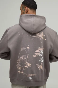 boohooMAN Sweat À Casynthétiqueche Oversize Avec Imprimé Multi-placement<Homme Sweats À Capuche Et Sweatshirts|Sweats À Capuche Et Sweats
