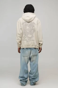 Sweat À Casynthétiqueche Oversize Imprimé Tigre Ton Sur Ton Pierre