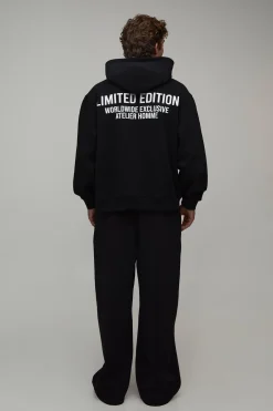 Sweat À Casynthétiqueche Oversize Noir Imprimé Moto