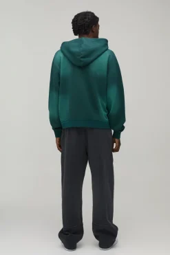 Sweat à Casynthétiqueche Oversize Boxy avec Finition Spray Wash, Broderie Homme et Double Zip Traversant
