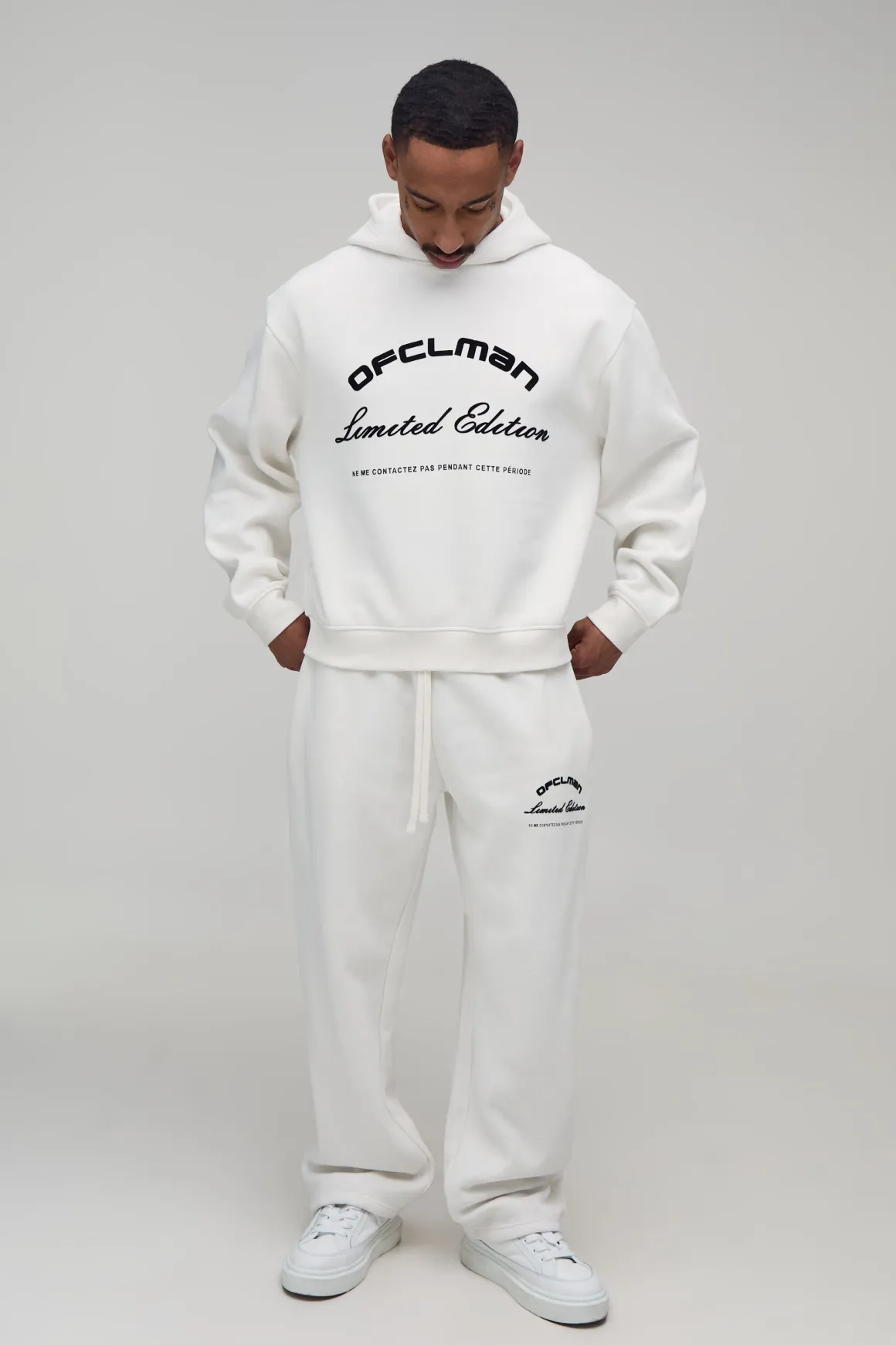 Sweat À Casynthétiqueche Oversize Boxy Avec Imprimé Flocage En Relief Et Jogger Coupe Droite