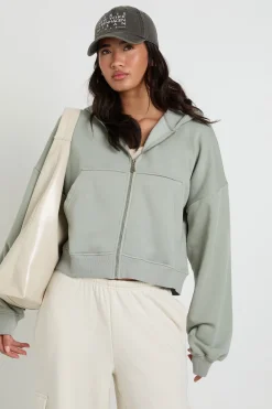 boohoo Sweat À Casynthétiqueche Oversize Délavé Avec Fermeture Éclair, Coupe Boxy Et Manches Ballon<Femme Sweats À Capuche Et Sweats|Athleisure