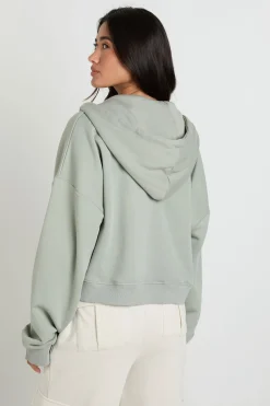 boohoo Sweat À Casynthétiqueche Oversize Délavé Avec Fermeture Éclair, Coupe Boxy Et Manches Ballon<Femme Sweats À Capuche Et Sweats|Athleisure