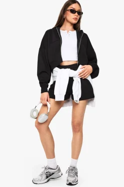 Sweat À Casynthétiqueche Oversize Zippé Avec Manches Ballon Bouffantes Coupe Ample Tall