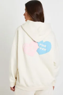 Sweat à Casynthétiqueche Oversize Imprimé Cœur d'Amour en Relief