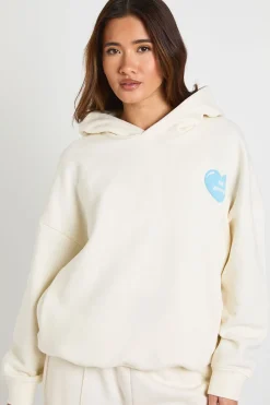 Sweat à Casynthétiqueche Oversize Imprimé Cœur d'Amour en Relief