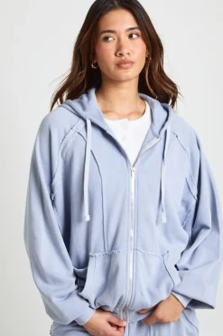 boohoo Sweat À Casynthétiqueche Oversize Délavé Effet Usé Avec Fermeture Éclair Intégrale<Femme Sweats À Capuche Et Sweats|Athleisure