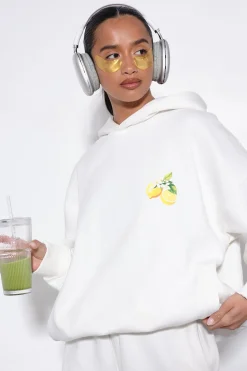 Sweat À Casynthétiqueche Oversize Imprimé Citron