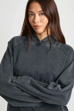 boohoo Sweat à Casynthétiqueche Oversize Lavé avec Coutures Raglan<Femme Sweats À Capuche Et Sweats|Athleisure