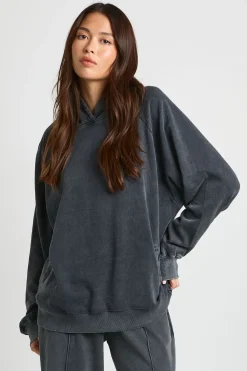 boohoo Sweat à Casynthétiqueche Oversize Lavé avec Coutures Raglan<Femme Sweats À Capuche Et Sweats|Athleisure