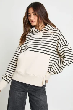 Sweat à Casynthétiqueche Rayé Oversize