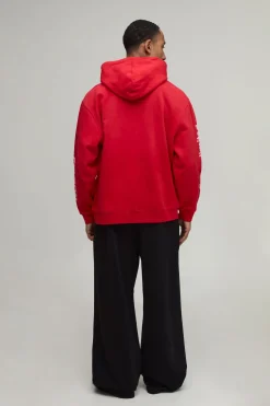 boohooMAN Sweat À Casynthétiqueche Rouge Oversize À Imprimé Graffiti Renaissance Effet Spray<Homme Sweats À Capuche Et Sweatshirts|Sweats À Capuche Et Sweats