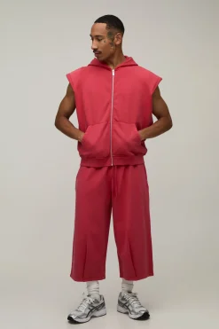 Sweat À Casynthétiqueche Sans Manches Oversize Boxy Avec Épaules Rembourrées Et Fermeture Éclair Effet Délavé