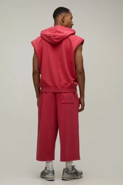 Sweat À Casynthétiqueche Sans Manches Oversize Boxy Avec Épaules Rembourrées Et Fermeture Éclair Effet Délavé