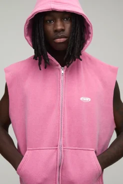 Sweat À Casynthétiqueche Sans Manches Oversize Avec Fermeture Éclair Intégrale