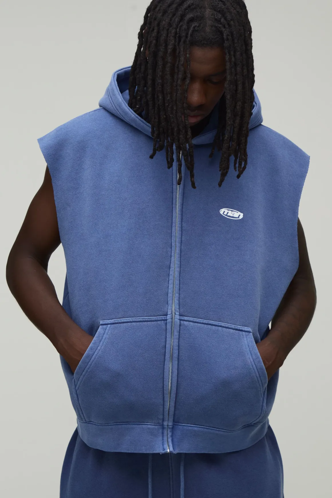 Sweat À Casynthétiqueche Sans Manches Oversize Avec Fermeture Éclair