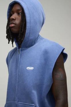 Sweat À Casynthétiqueche Sans Manches Oversize Avec Fermeture Éclair