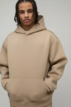 boohooMAN Sweat à Casynthétiqueche Scuba Collé Oversize Boxy<Homme Sweats À Capuche Et Sweatshirts|Sweats À Capuche Et Sweats