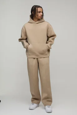 boohooMAN Sweat à Casynthétiqueche Scuba Collé Oversize Boxy<Homme Sweats À Capuche Et Sweatshirts|Sweats À Capuche Et Sweats
