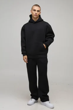 boohooMAN Sweat à Casynthétiqueche Scuba Collé Oversize<Homme Sweats À Capuche Et Sweatshirts|Sweats À Capuche Et Sweats