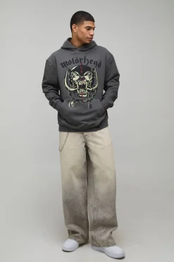 boohooMAN Sweat à Casynthétiqueche Surdimensionné Imprimé Licence Motorhead<Homme Sweats À Capuche Et Sweatshirts|Sweats À Capuche Et Sweats