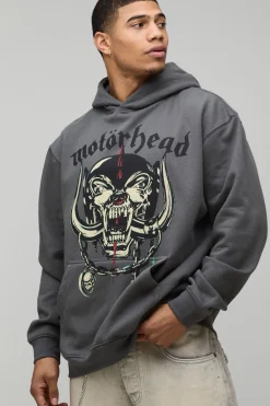 boohooMAN Sweat à Casynthétiqueche Surdimensionné Imprimé Licence Motorhead<Homme Sweats À Capuche Et Sweatshirts|Sweats À Capuche Et Sweats