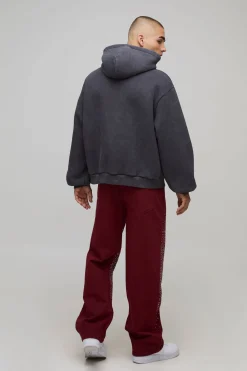 boohooMAN Sweat à Casynthétiqueche Surdimensionné Boxy Délavé à l'Acide avec Graphique Heavy Metal Vieilli<Homme Sweats À Capuche Et Sweatshirts|Sweats À Capuche Et Sweats