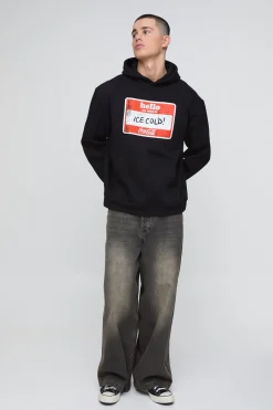 boohooMAN Sweat À Casynthétiqueche Surdimensionné Imprimé Licence Coca Cola Ice Cold<Homme Sweats À Capuche Et Sweatshirts|Sweats À Capuche Et Sweats