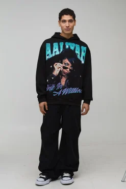 Sweat à Casynthétiqueche Surdimensionné Imprimé License Aaliyah