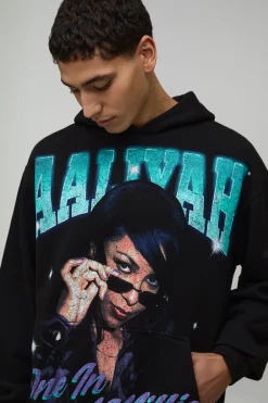 Sweat à Casynthétiqueche Surdimensionné Imprimé License Aaliyah