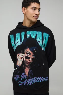 Sweat à Casynthétiqueche Surdimensionné Imprimé License Aaliyah