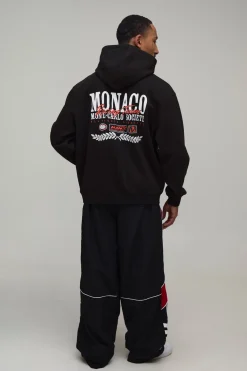 Sweat À Casynthétiqueche Surdimensionné Noir Imprimé Moto Monaco