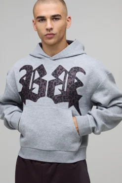 boohooMAN Sweat à Casynthétiqueche Surdimensionné Boxy avec Appliqué Imprimé Léopard<Homme Sweats À Capuche Et Sweatshirts|Sweats À Capuche Et Sweats