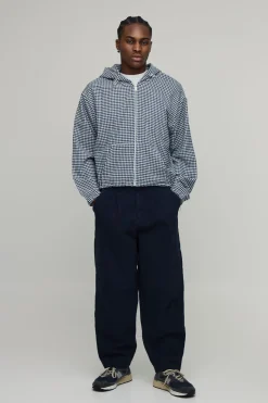 Sweat à Casynthétiqueche Utilitaire Oversize Boxy en Flanelle à Carreaux Vichy