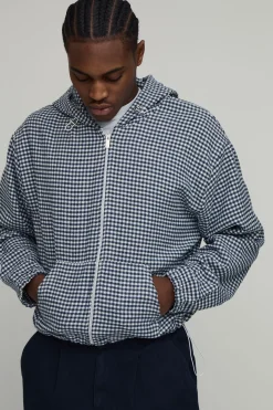 Sweat à Casynthétiqueche Utilitaire Oversize Boxy en Flanelle à Carreaux Vichy