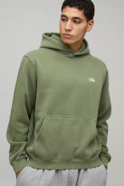 Sweat à Casynthétiqueche Vert Délavé Regular avec Imprimé Kyoto au Dos