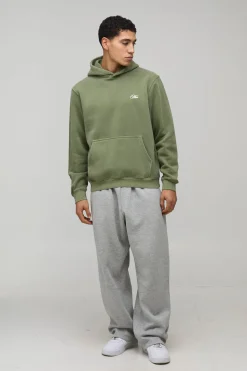 Sweat à Casynthétiqueche Vert Délavé Regular avec Imprimé Kyoto au Dos