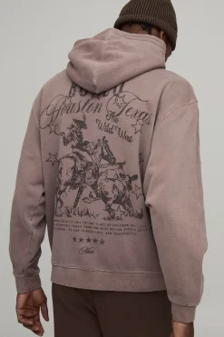Sweat à Casynthétiqueche Western Imprimé Oversize Délavé