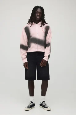 Sweat À Casynthétiqueche Zippé Ajusté Court Effet Délavé Cœur Gothique