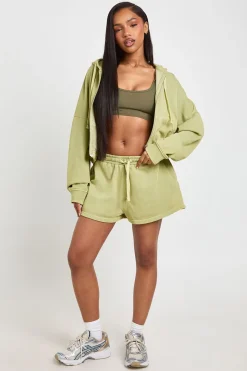 Sweat À Casynthétiqueche Zippé Avec Ourlet Élastiqué Et Finition Délavée