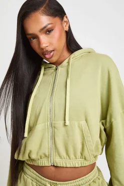 Sweat À Casynthétiqueche Zippé Avec Ourlet Élastiqué Et Finition Délavée