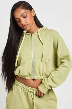 Sweat À Casynthétiqueche Zippé Avec Ourlet Élastiqué Et Finition Délavée